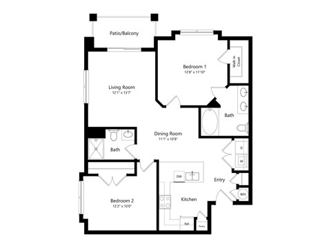 A black and white image of a house floor plan.